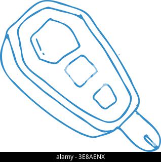 Icône de doodle de glucomètre, équipement médical pour le diagnostic du diabète. Illustration médicale du test de niveau du lecteur de glycémie. Illustration de doodle de contour bleu isolée. Illustration de Vecteur