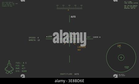 interface utilisateur réaliste de caméra d'avion de guerre moderne Illustration de Vecteur