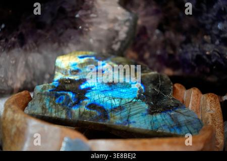 une pierre labradorite détail en gros plan Banque D'Images