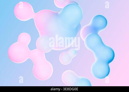 Fond abstrait de formes organiques pastel doux bleu et violet Banque D'Images