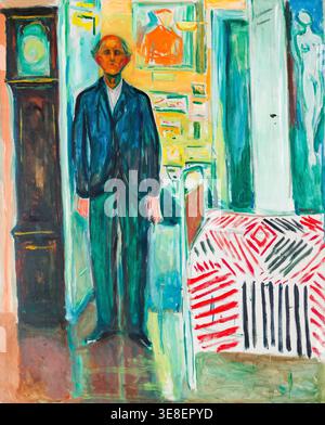 Edvard Munch (1863-1944), Autoportrait entre l'horloge et le lit, peinture à l'huile sur toile, 1940-1943 Banque D'Images