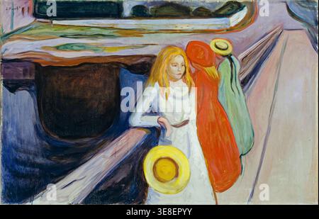 Edvard Munch, filles sur le pont, peinture à l'huile sur toile, 1901 Banque D'Images