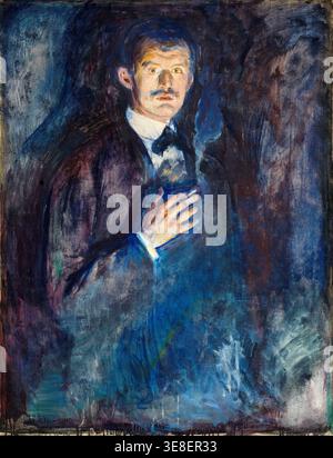 Edvard Munch (1863-1944), Autoportrait avec cigarette brûlante, peinture à l'huile sur toile, 1895 Banque D'Images