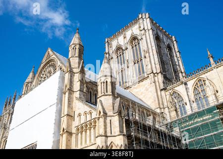 Les travaux de rénovation se poursuivent à York Minster, mars 2026 Banque D'Images