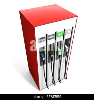Distributeur de carburant pour essence et diesel - illustration 3D. Banque D'Images