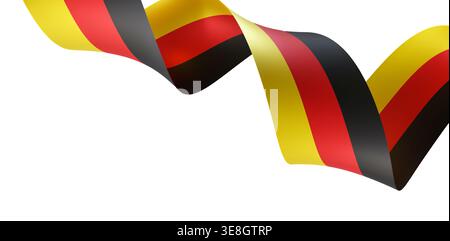 Un ruban découpé affiche les couleurs du drapeau allemand. Il présente une torsion de noir, rouge et jaune sur un fond clair. La conception met en évidence Banque D'Images