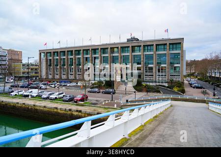 Le bâtiment Pasino Casino and Hotel vu du pont François le Chevalier, le Havre, Normandie, France Banque D'Images