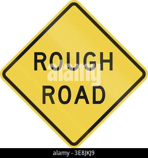 Panneau d'avertissement routier AMÉRICAIN : route rugueuse Banque D'Images
