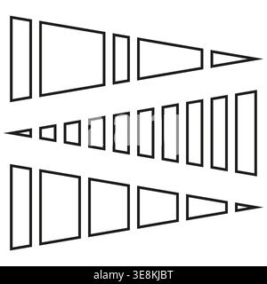 Jeu de blocs de perspective. Vecteur de contour géométrique. Répétition de séquence linéaire. Collection de boîtes abstraites. Vecteur manuel uniquement. Aucun tracé automatique utilisé. SPE 10. Illustration de Vecteur