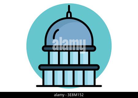 Icône du bâtiment du Capitole. Icône associée au bâtiment. Illustration vectorielle d'éléments gouvernementaux. style d'icône coloré Illustration de Vecteur