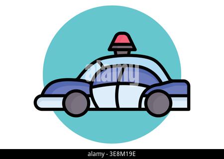 Icône de voiture de police. Icône liée à la sécurité publique et à l'application de la loi. Illustration vectorielle d'éléments gouvernementaux. style d'icône coloré Illustration de Vecteur