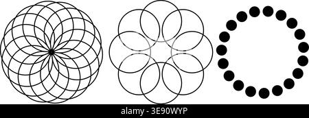 Ensemble d'icônes de cercle noir et blanc - formes géométriques, variations d'éléments ronds Illustration de Vecteur