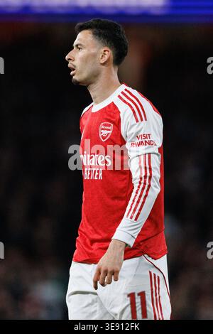 Gabriel Martinelli vu lors du match quart de finale de l'UEFA Champions League entre les équipes d'Arsenal FC et Sporting CP à Emirates Stadium (Maciej Rogows Banque D'Images