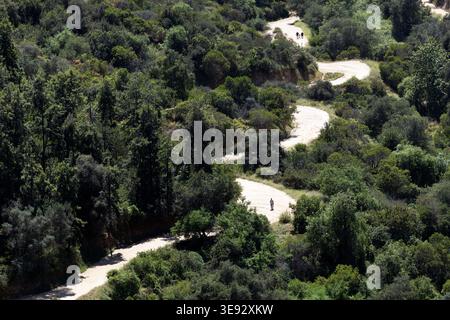 Sentier de randonnée sinueux dans Griffith Park, Los Angeles, Californie, États-Unis Banque D'Images