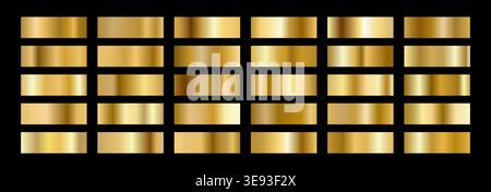 Nuances de gradient métallique. Palette feuille d'or. Brillance satinée de cuivre pour la conception de bandes de dégradation du métal. Motifs de texture champagne avec effet holographique Illustration de Vecteur