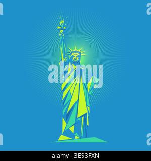 Graphique de basse poly colorée statue de Liberty USA Illustration de Vecteur
