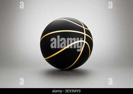 Basket noir avec des lignes dorées sur fond blanc Banque D'Images