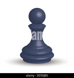 Pion bleu 3D isolé sur fond blanc. Illustration vectorielle réaliste de pièce d'échecs. Illustration de Vecteur