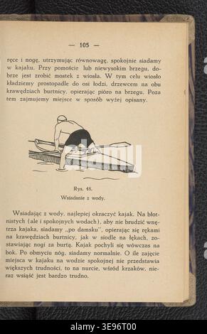 Publié en 1933, *Podrecznik kajakowca* d'Antoni Heinrich (1903-1944) est un livre consacré à l'éducation militaire sur le kayak. Cette image d'archive historique montre les détails de la publication, y compris ses attributs physiques et son contenu illustré. Banque D'Images