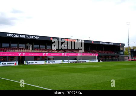 Almere - vue d'ensemble du stade Yanmar avant la saison 2025/2026 de Keuken Kampioen Divisie. Le match aura lieu entre Almere City FC et le FC Dordrecht au Yanmar Stadion le 17 avril 2026 à Almere, aux pays-Bas.(VK Sportphoto/Nick Koole) Banque D'Images