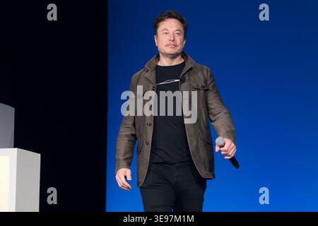 Elon Musk prend la parole lors de la conférence annuelle de l'Edison Electric Institute, Austin, Texas, le 13 juin 2023. (Photo de John Anderson/The Austin Chronicle) Banque D'Images