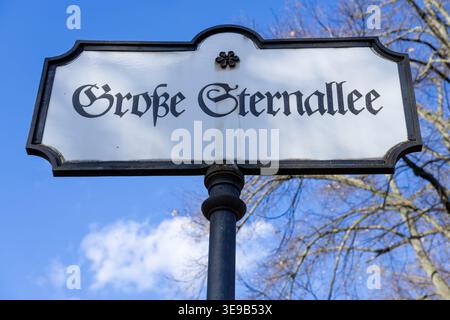 Panneau de rue vintage 'Große Sternallee' dans le quartier Tiergarten de Berlin, Allemagne. Schild, Straßenschild, signe rétro. Banque D'Images
