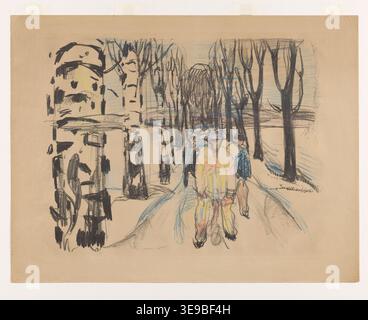 Edvard Munch (1863-1944) est un peintre et graveur norvégien dont les œuvres plongent dans l'expressionnisme psychologique. Le tirage photographique d'archives MM.G.00452-01 du Munchmuseet capture l'une de ses puissantes pièces graphiques, démontrant l'accent mis par Munch sur les troubles intérieurs et la condition humaine. Banque D'Images