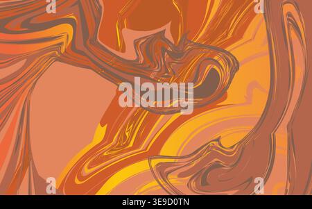 Motifs tourbillonnants abstraits dans des tons terreux chauds et un dégradé jaune éclatant Illustration de Vecteur