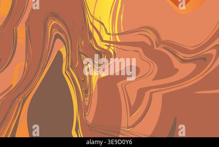 Motifs tourbillonnants abstraits dans des tons terreux chauds et un dégradé jaune éclatant Illustration de Vecteur