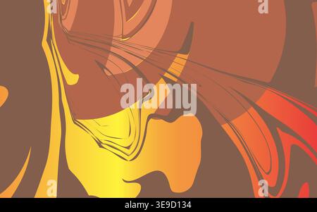 Motifs tourbillonnants abstraits dans des tons terreux chauds et un dégradé jaune éclatant Illustration de Vecteur
