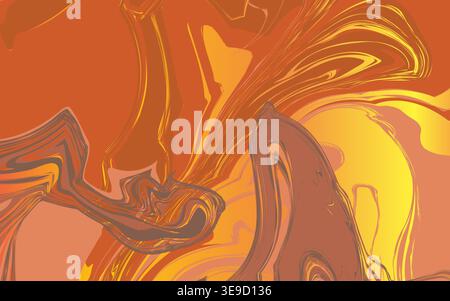 Motifs tourbillonnants abstraits dans des tons terreux chauds et un dégradé jaune éclatant Illustration de Vecteur