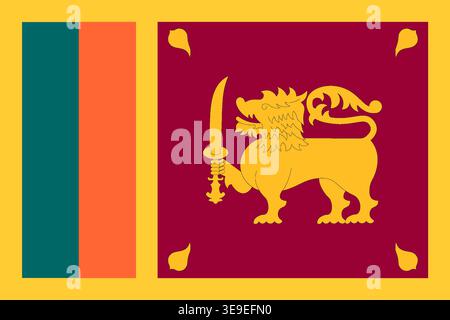 Image de drapeau Sri Lanka de haute qualité adaptée aux voyages d'éducation éditoriale et aux projets de conception numérique Illustration de Vecteur