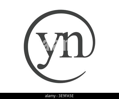 YN logo de deux lettres avec style de signe d'email en forme de cercle. Logotype rond y et N de la société commerciale pour l'identité de la marque. Illustration de Vecteur