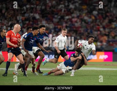 La Nouvelle-Zélande a battu la France 19-10 en quarts de finale, Hong Kong, Chine, 18 avril 2026, au Hong Kong Rugby Sevens. Crédit : DJ Clark Banque D'Images