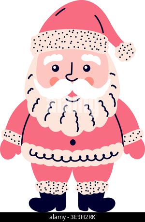 Père Noël simple et mignon sur fond blanc Illustration de Vecteur