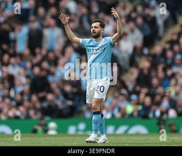 Manchester, Royaume-Uni. 19 avril 2026. Bernardo Silva de Manchester City réagit lors du match de premier League Manchester City vs Arsenal à l'Etihad Stadium, Manchester, Royaume-Uni, le 19 avril 2026 (photo de Mark Cosgrove/News images) crédit : News images LTD/Alamy Live News Banque D'Images