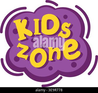 Icône vectorielle de badge de zone pour enfants logo de dessin animé Illustration de Vecteur