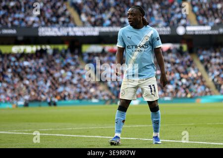Etihad Stadium, Manchester, Lancashire, Royaume-Uni. 19 avril 2026. Premier League Football, Manchester City versus Arsenal ; Jeremy Doku de Manchester City crédit : action plus Sports/Alamy Live News Banque D'Images