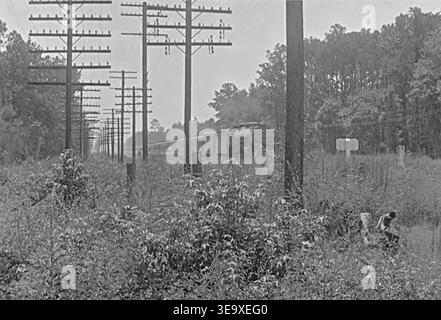 Cette photographie d'archive tirée de *The Flying Ace* (1926) capture un train de passagers à vitesse excessive à 12 h 57. L'image montre le mouvement dynamique du train, avec des fils électriques visibles au-dessus de la tête, une caractéristique des paramètres industriels et rapides du film. Banque D'Images