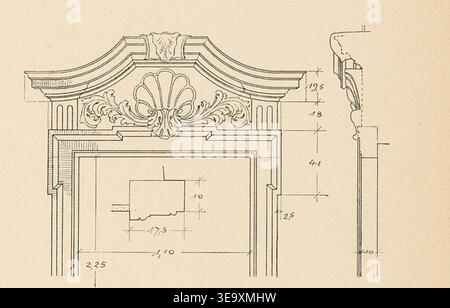 Le portail de la Haus Kreuzgangstraße 11 à Magdebourg, illustré dans une lithographie de 1915 tirée de l'* Atlas zur Zeitschrift für Bauwesen*, représente une caractéristique importante de l'architecture résidentielle baroque. L'image est conservée au Musée d'architecture de l'Université technique de Berlin. Banque D'Images