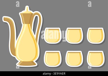 Illustration sur les symboles d'ensemble de thème pour pichet avec couvercle pour le thé, pichet de logo pour le thé composé de design plat avec des éléments colorés, collectio moderne Illustration de Vecteur