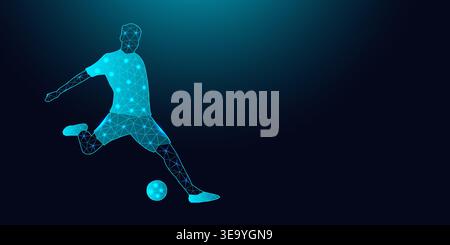 Ballon de frappe bas pour joueur de football a structure filaire en poly. Illustration de Vecteur