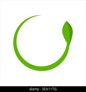 Vert feuille cercle pinceau style logo plat vert Illustration de Vecteur