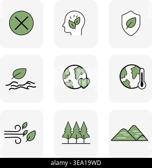 ECO Icon Set – Collection de symboles de durabilité, de recyclage et de protection de l'environnement Illustration de Vecteur