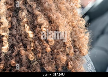 Gros plan sur les cheveux bouclés d'un homme Banque D'Images