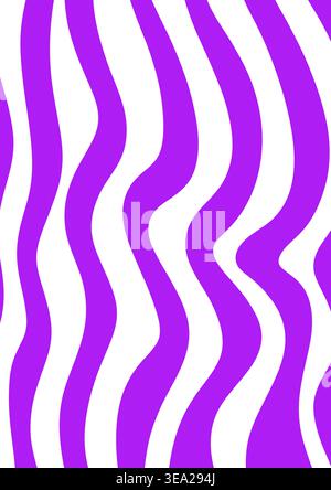 Fond abstrait avec des rayures ondulées violettes coulantes sur fond clair, un design minimal moderne avec des courbes lisses et des couleurs vibrantes Banque D'Images
