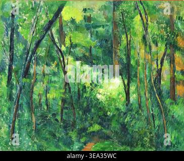 Paul Cézanne – paysage près de Paris, v. 1876 – Post-impressionnisme, huile sur toile, paysage de banlieue avec profondeur atmosphérique et transitions tonales adoucies | Collection ArchiVerse – Fine Art Archive Banque D'Images