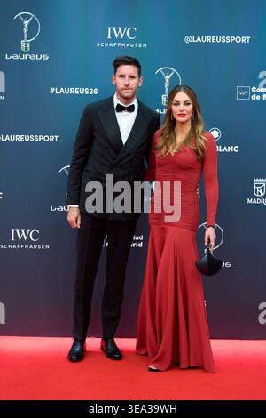 Madrid. Espagne. 20260420, Rudy Fernández, Baloncestista, Rudy Fernandez, Helen Lindes assiste aux Laureus World Sports Awards Madrid 2026 - tapis rouge au Palacio de Cibeles le 20 avril 2026 à Madrid, Espagne crédit : MPG/Alamy Live News Banque D'Images