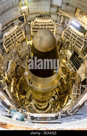 Green Valley, AZ, États-Unis - 11 février 2026 : le missile balistique intercontinental Titan II préservé est exposé au Titan missile Museum près de Tucson Ariz Banque D'Images
