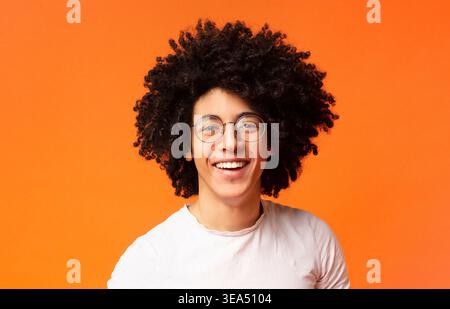 Carefree smiling african-american man with bushy hairstyle Banque D'Images